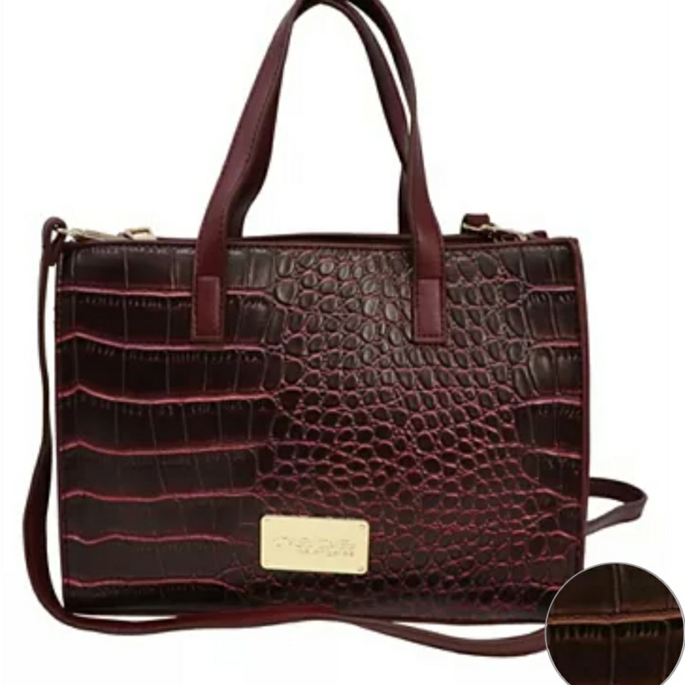 BEBE Crista Triple Entry Croco Satchel